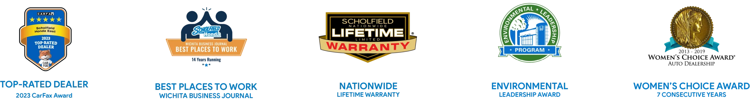 Scholfield Honda Accolades and Awards Logos